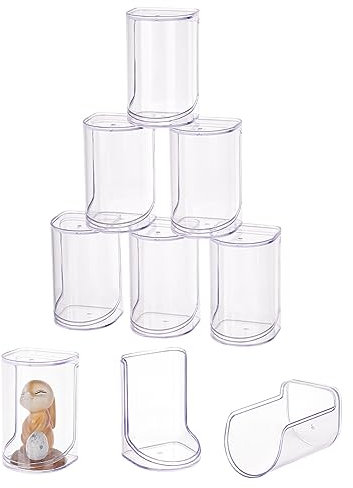 nbeads 8 Stück Transparente Kunststoff-Vitrine, Transparente Acryl-Display-Box Miniatur-Display-Halter Aufbewahrungskoffer Für Sammlerstücke Figuren Heimaufbewahrung, Halbe Spalte, 10.3x6.4x6.4cm