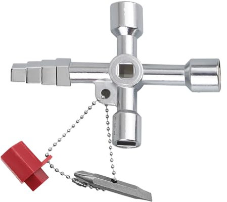 4 Wege Multifunktionale Utilities Schlüssel, Wasser Stromschlüssel Box Schlüssel, Vierkant Dreieck Rundschlüssel, für Elektrische Wasser Gas Meter Box Schrank, Absperrsysteme Schaltschrankschlüssel