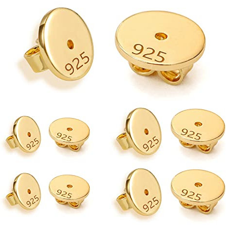 Ohrstecker Ohrring Verschlüsse Gold, 8 Stück Silber 925 Ohrstecker Ohrring Stopper Golden Ohrstopper Verschlüsse Sicher Ersatz für Pfosten, Schmetterlings Verschlüsse Ohrsteck Gold Schmuckherstellung
