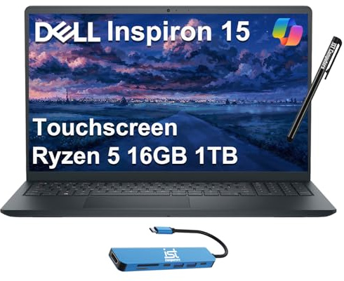 Dell Inspiron 15 3000 3535 - Portátil empresarial (15,6 FHD antirreflejos, AMD Ryzen 5 7530U, 16GB RAM, 1TB PCIe SSD, 6-Core (Beats i7-1165G7)) Teclado numérico, cámara web, Wi-Fi, Win 11 Home, 2023,