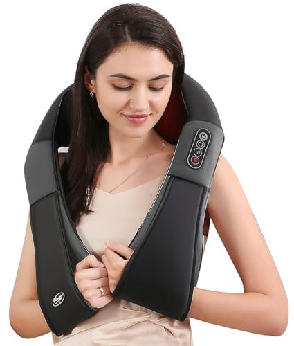 Careboda Massagegerät mit wärme 45°C, Nackenmassagegerät mit 3 Geschwindigkeiten, Shiatsu-Massagegerät für Rücken, Schultern,Taille, Beine, Geschenke für Frauen, Männer (Grau)