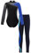 iEFiEL Mädchen Turnanzug Langarm Glitzer Gymnastik Kleidung Set Ballett Trikot Langarmbody mit Lange Hose Kinder Gymnastikanzug Zc Blau 110-116
