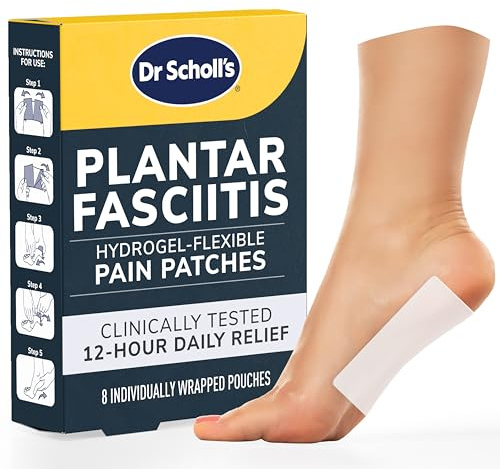 Dr. Scholl's Plantar Fasciitis Pain Patches with Hydrogel Flexible Technology, 8 Ct // Clinically Tested 12-Hour Daily Pain Relief - Contours to Your Foot - with Lidocaine & Menthol, 8 Treatments