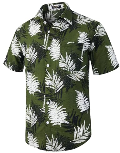 Enlision Chemise Hawaïenne Homme Manches Courtes Chemises à Fleurs Casual Été Imprimé Hawaii de Plage Vacances avec Poche S-4XL
