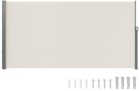 VEVOR Toldo Lateral Retráctil Pantalla de Privacidad al Aire Libre 180x350 cm Toldo Lateral contra Viento Impermeable de Poliéster Divisor de Habitación UV 30+ para Patio, Jardín, Balcón, Beige