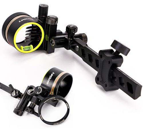 Compound Bogen Visier Aluminium Legierung Bogenschießen Bogen Ziele 0,019 Fiber Optic 5 Pin Bogen Sight mit Visier Licht Compound Bogen Zubehör (Lange Stange)