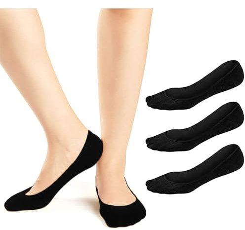 Wioklwe No Show Socks for Women - Invisible Non Slip Low Cut Liner for Ladies Trainer Sneakers (One Size, Black)