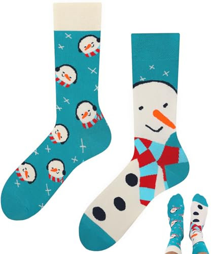 TODO Lustige Schneemann Socken Damen, Geschenk Weihnachten Socken Schneemann Lustig (Snowman Socken 39-42)
