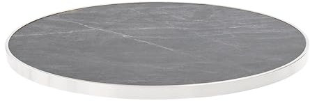 Oviala Montmartre Tischplatte, rund, Marmor, Schwarz, mit Umreifung, silberfarben, 60 cm