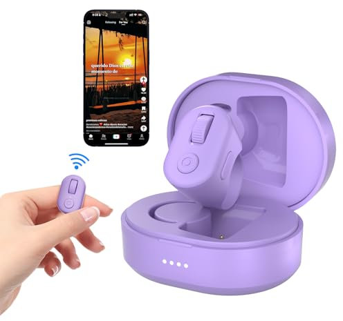 Tiktok Scrolling Ring, Bluetooth Finger Scroller Remote for Tik Tok, Page Turner for iPhone iPad & Android Tablet Ebook Reading, Remote Control Camera Video Recording for iPhone Android -Purple