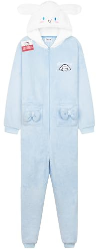 Hello Kitty Sanrio Girls Fleece Onesie with Hood 3D Ears, Loungewear Pyjamas Kawaii Sleepsuit Kids Teens, Anime Gifts for Girls