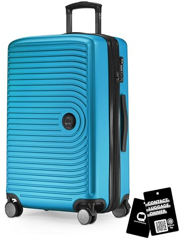 Hauptstadtkoffer Mitte Koffer 68 cm 74-88 Lmit Anhänger, Cyanblau | ABS-Hartschale · TSA · XL Erweiterung · 4 Rollen · Austauschbare Ersatzteile · Urlaub · 1-2 Wochen · Digitaler Kofferanhänger