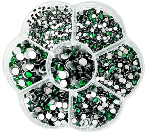 JAONLD 2500 Pcs Hotfix Strasssteine Mixed Sizes 1,5-4,8 mm Glitzersteine | Kristall zum Basteln Dunkelgrün für Textilien Kristallsteine zum Kleben für Kleidung Schuhe DIY Handwerk Geschenk