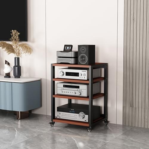 SaryEdge Movable Media Stand Movable AV Media Stand CD Player Stand Modern Entertainment Audio Rack Tower (B-5 Tier-55x50x100cm