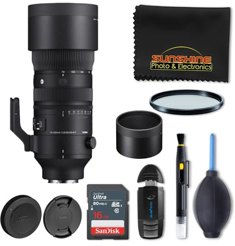 Sigma 70-200mm f2.8 DG DN OS Sports Lens for Sony E with Sunshine Photo Basic Bundle - 4 Years USA Manufacturer Warranty
