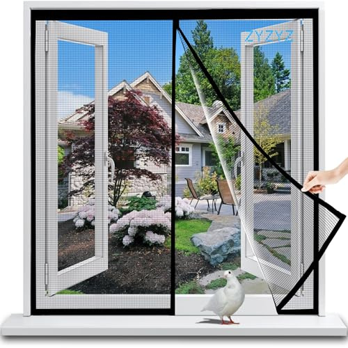 Magnetischer Fliegengitter, 135x205cm Schwarz Insektenschutz, Türschutz, Netzvorhang, Magnet, Moskitonetz, Vorhänge, halten Insekten draußen