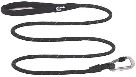 Mountain Paws Rope Karabiner Dog Lead | Extra Long Reflective Leash With Padded Neoprene Handle, 2.4 Metres