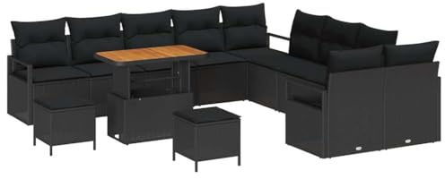 vidaXL 5-teiliges schwarzes Sectional-Sofa-Set für draußen mit UV-beständigen Kissen. Stylisches, modernes Möbel für deinen Patio, Garten oder die Terrasse. Kompakt und bequem zum Entspannen.