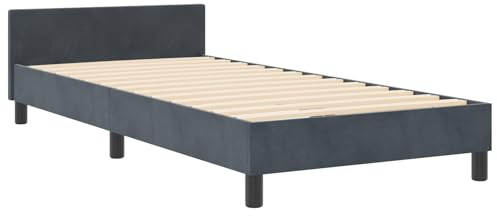 vidaXL Bettgestell mit Kopfteil Dunkelgrau 100 x 200 cm Samt, Modernes Schlafzimmer, Samt Bettgestell, stylisches Schlafen, minimalistisches Design, entspannende Möbel