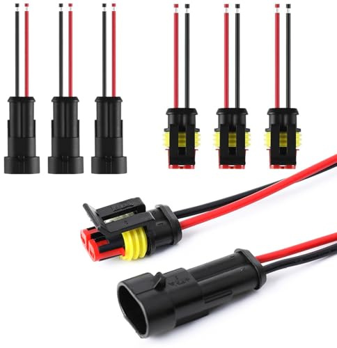 YOGAZEN 3 Stück 2 Polig Kabel Steckverbinder Stecker, Wasserdichter Kfz Steckverbindersatz, Kabelverbinder Wasserdicht, für Auto Anhänger Motorrad Marine Boot Verkabelung, 18-16AWG