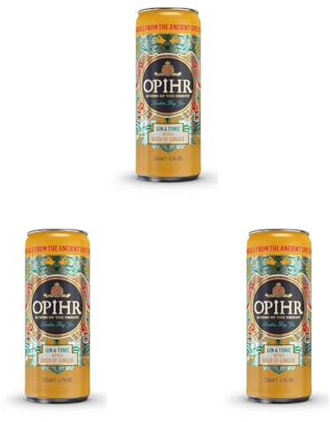 Opihr I Gin & Tonic mit Ingwer I Erfrischend fertig gemixt I 10% Vol. I 250 ml (Packung mit 3)