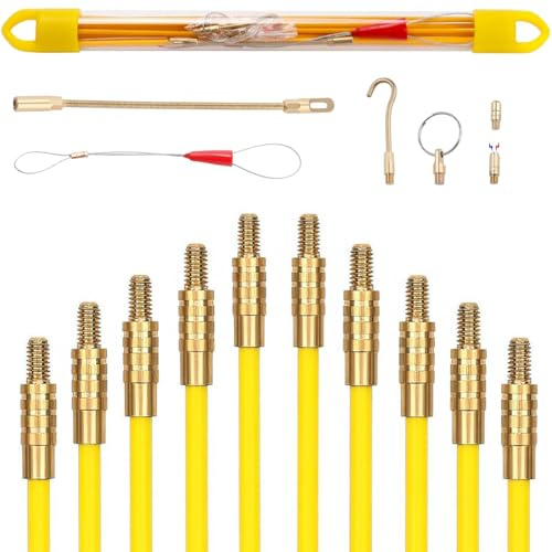 Cable Retractor, 4 mm 33 cm Cable Pulling Aid, 10 Bars Pull Wire for Empty Pipes, TOOSOAR Flexible Cable Pull Aid, Yellow