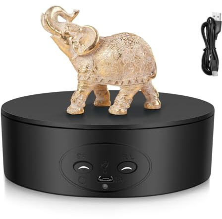 TLPEMN Elektrischer Drehteller,13CM & 360° Richtung und Geschwindigkeit Mini Drehbarer Drehteller, 5KG Einstellbar Automatisch Drehteller Fotografie zur Präsentation von Produkten (Schwarz)