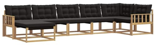 vidaXL Outdoor-Sofagarnitur mit Kissen 7 pcs Weiß und Schwarz, Moderne Garten-Sofa-Garnitur, langlebige Möbel, schicker Sitzplatz, wetterfest, Bequeme Relaxoase