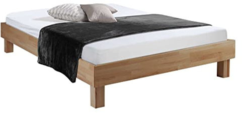 Home4You Bettgestell Massivholzbett Doppelbett | 140x200 cm | Braun | Kernbuche massiv