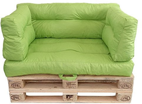 Prosanvita Palettenkissen Limone, Moderne Paletten-Couchkissen für den Innen- und Außenbereich, abwaschbare Sitzkissen, Rückenkissen 2-teilig ca. 60 x 40 cm