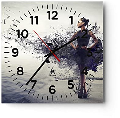Modern Wanduhr Afrika Modell schönheit komposition 30x30cm Quadrat Klein Wand Uhr Glas Analog Zimmeruhren Küche Büro Wohnzimmer Glasuhr Wall Clock Dekoration Design Küchenuhr C4AC30x30-2623