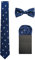 WANYING Herren 6cm Krawatte & Gebundene Fliege & Einstecktuch 3 in 1 Set Yuppie Trendmode Casual Cool - Totenkopf Pattern Dunkelblau