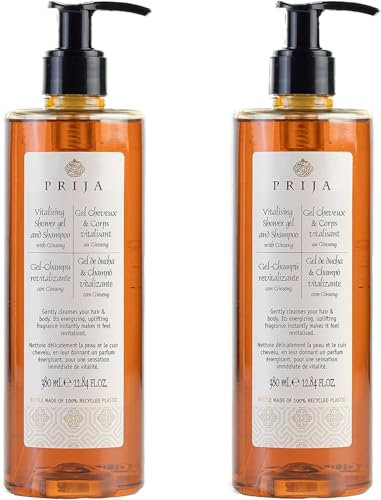 Prija - Haut- und Haarshampoo mit Ginseng, 2x 380 ml Flakon, Haar- & Körperpflege - Erlebnis für Haut und Haar, Hergestellt in Italien