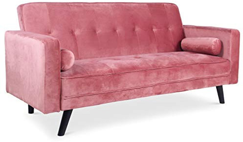 Menzzo Schlafsofa, skandinavisch, Slow, Samt, Rosa