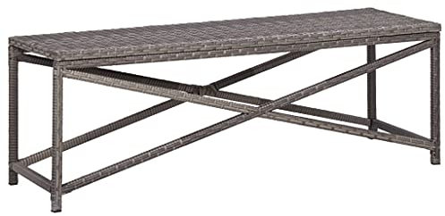 vidaXL Gartenbank Sitzbank Parkbank Garten Bank Gartenmöbel Balkonbank Terrassenbank Rattanmöbel Rattanbank 120cm Poly Rattan Grau