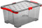 Rotho Evo Total Protection Aufbewahrungsbox 44l mit Deckel, lebensmittelechter Kunststoff (PP) BPA-frei, anthrazit/rot, 44l (59.0 x 39.5 x 28.0 cm)
