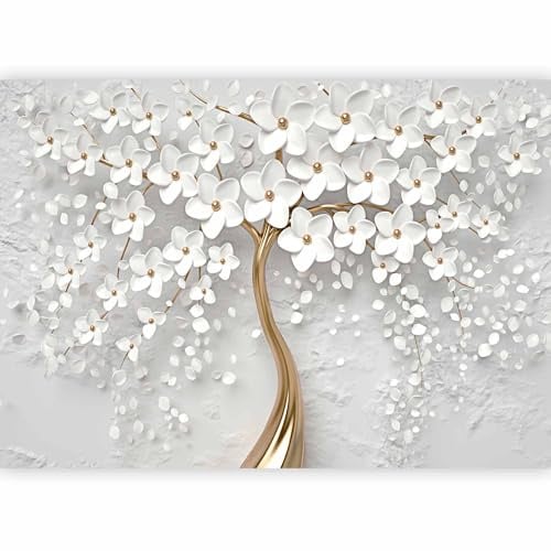 murando Photo Wallpaper Flowers Magnolia 450x315 cm Non-Woven Premium Art | Print Fleece Wall Mural Decoration Poster Picture Design Modern Orient White
