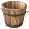 Holibanna Petit pot de fleurs rond en bois rustique avec deux poignées et anneaux noirs 10 cm