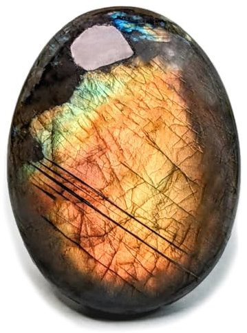 EUSICE - Labradorite Impériale Pierre Naturelle de Madagascar, Galet protection & Anti-stress, 100% artisanal & fait-main, Labradorite Haute Qualité Éthique pour Lithothérapie, Bien-être, Méditation