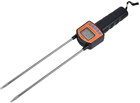 Cryfokt Medidor de Humedad de Heno, 5-49.9% Probador de Humedad de Grano Analizador de Contenido de Agua Portátil Herramientas LCD Digitales Medidor de Humedad para Paja de Cereal/Trigo/maíz/Salvado