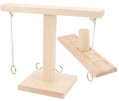 Hooks Ring Toss Game, Handmade Wooden Ring Toss Hooks, Scoreboard Fast-Paced Interactive Game, for Bars Home, Party Family