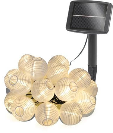 Esotec Solar Lichterkette Outdoor, Balloons Lampions warmweiß 20 LED 102184 | Solarlichterkette, 20 warmweiße LEDs 3000K, bis 10Std. Leuchtdauer, Dauer- oder Blinklicht, Kabellänge 12m, Leuchtlänge 10m