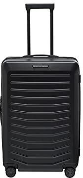 Bric's 4W Trolley M Porsche Design Hartschalenkoffer Roadster, Handgepäckkoffer mit 4 Rollen, Ultraleicht, Kompressionssystem, USB-Anschluss, TSA-Verschluss, Abmessungen: 44x67x26/30 cm, Schwarz