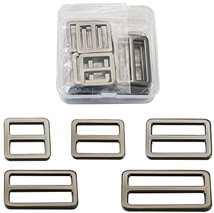 Pandahall 3-Glide-Schieberschnallen aus Metall, verstellbare Schnallenverschlüsse für Gurthalter, Lederwaren, Taschen, Gürteltaschen (5 Größen), 16 Stück