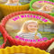 Your Own Image - Pink Text - 20 x 5cm Personalised Edible Cupcake Toppers on Premium Icing
