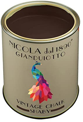NICOLA VERNICI Peinture Vintage Chalk Shabby à base d'eau, pour l'intérieur et l'extérieur, aspect mat, fabriquée en Italie, Couleur Gianduiotto - Taille 0,25 lt