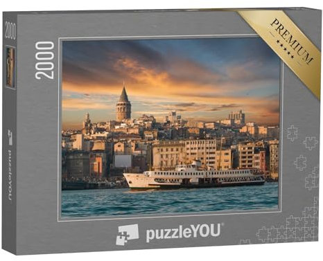 puzzleYOU: Puzzle 2000 Teile „Blick von Istanbul mit dem Galata-Turm und der Fähre“