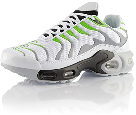 Fusskleidung® Damen Herren Sportschuhe Dämpfung Sneaker leichte Laufschuhe Weiß Grau Grün EU 38