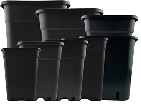 IVORYS-GARDEN 10x Pflanztopf Eckig 18 Liter 30,5x30,5x31 cm Pflanztöpfe viereckig schwarz + Pflanzenschild für Innen- und Außenbereich