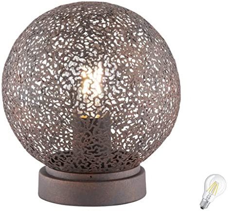 Lichthandel Hoch Tischleuchte E27 Rost m. Schnurschalter Retro Beistelltisch Tischlampe Nachttischlampe Lampe Vintage incl. LED (Rost Ø30cm)